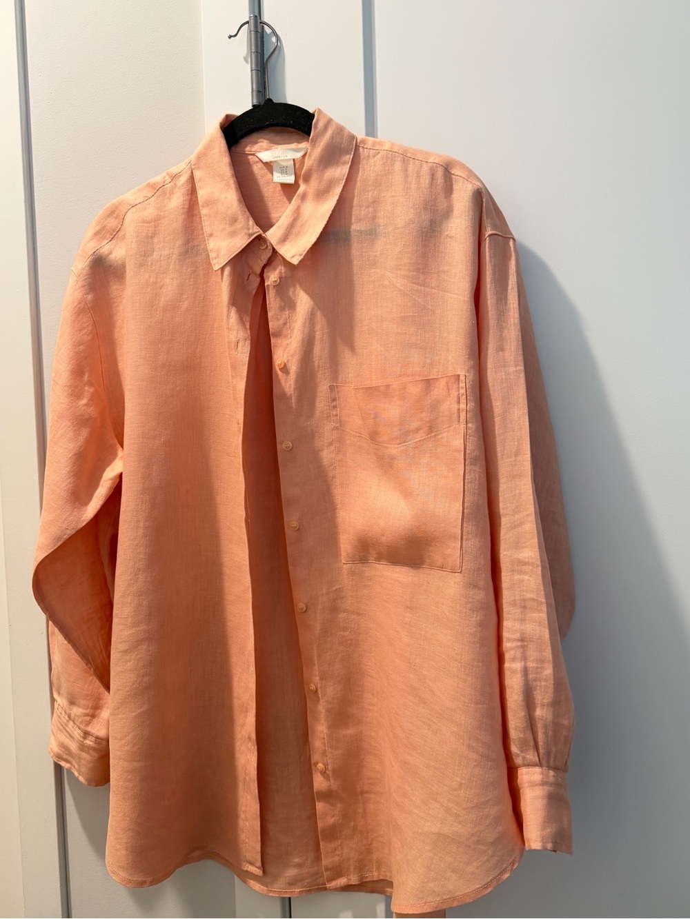 H&M Peach Long-Sleeve Linen Shirt Jacket